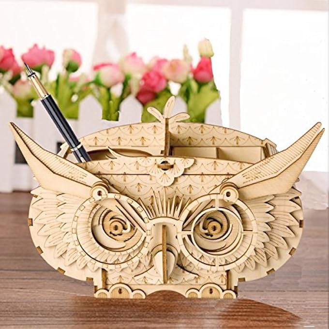 KIDS ROLIFE 3D OWL SHORTAGE HOLDER WOODEN JIGSAWS PUZZLES HAND CRAFT MECHANICAL TOY - Image 3